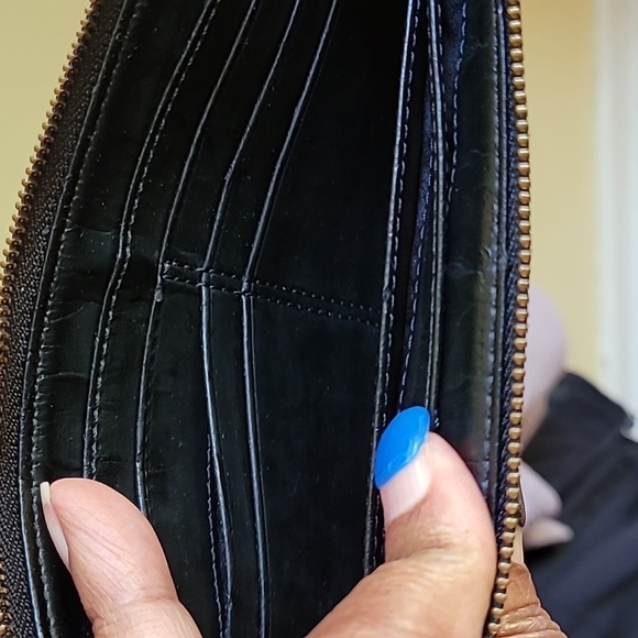 Black leather coach zipper wristlet - Picture 4 of 5